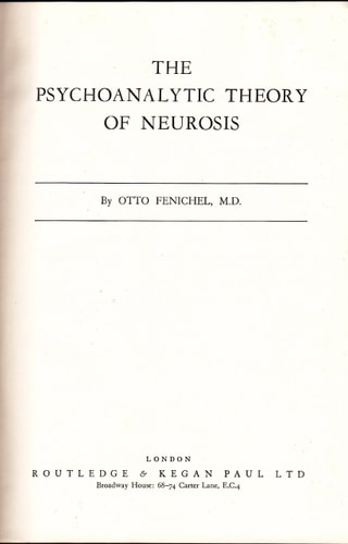 Psychoanalytic Theory of Neurosis