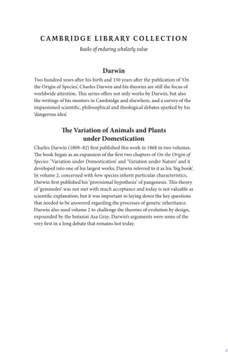 The Variation of Animals and Plants Under Domestication